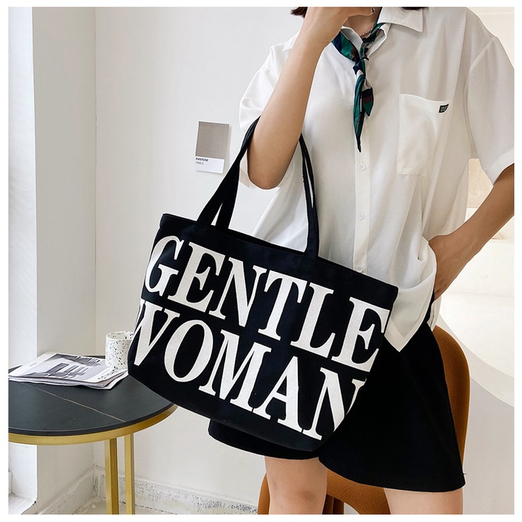 Túi xách canvas in chữ thời trang