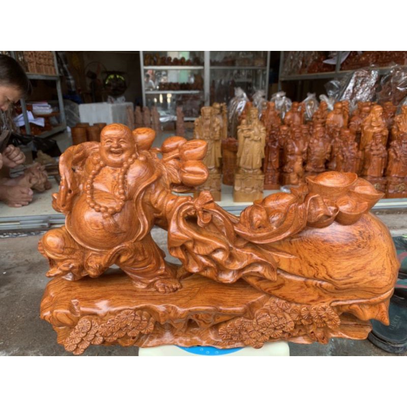 Tượng phật di lặc kéo bao gỗ hương ngang 50cm