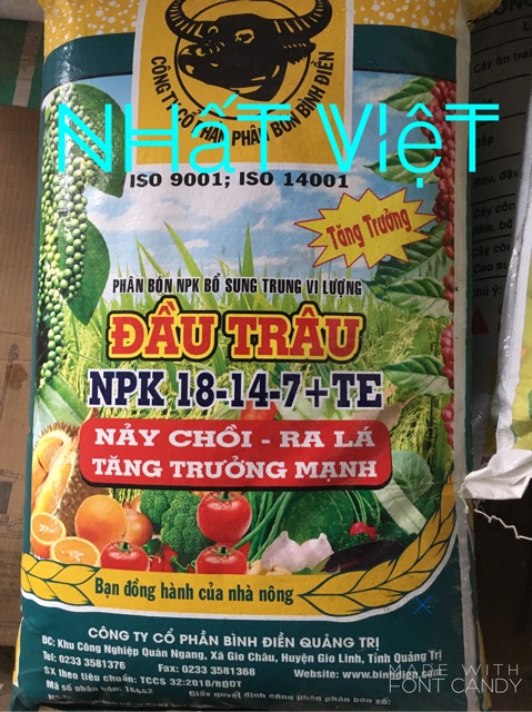 [HIỆU QUẢ NHẤT]  Phân bón bổ sung vi lượng NPK 18-14-7 + TE giúp cây siêu tăng trưởng, Thương hiệu  Đầu Trâu, Bịch 1 KG