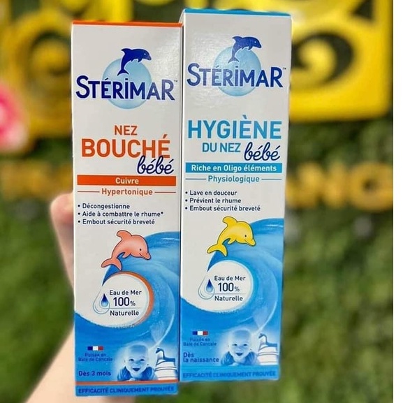 Xịt muối biển cá heo cam, vàng Sterimar cho bé 0m+ 100ml Pháp