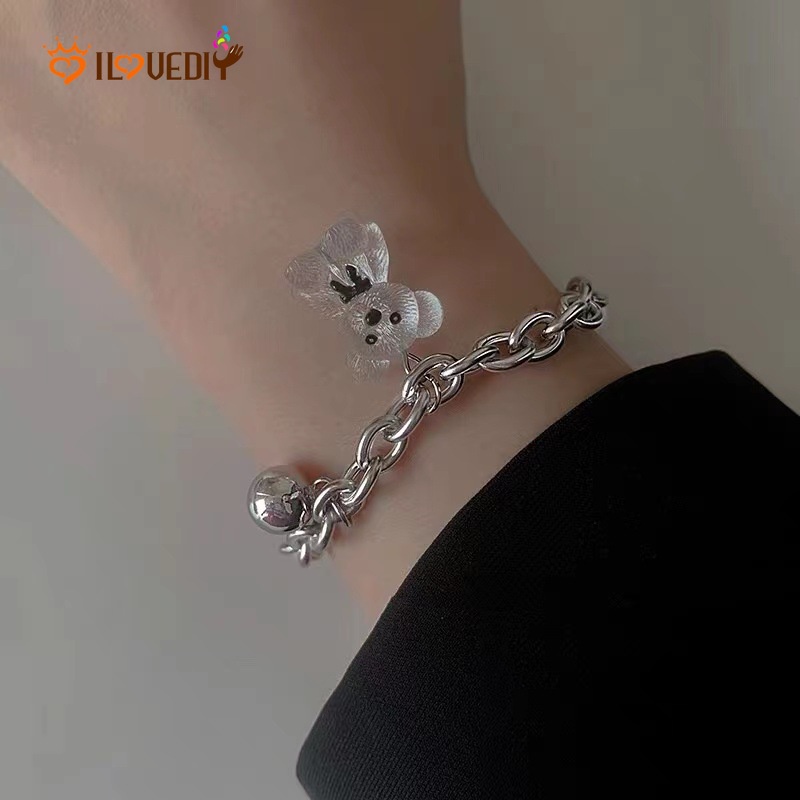 Vòng Tay Mặt Gấu Bằng Nhựa Acrylic Trong Suốt Dễ Thương Cho Nữ