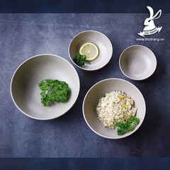 Tô bún bò tròn trơn màu Nâu nhám nhựa Melamine đa dạng nhiều size