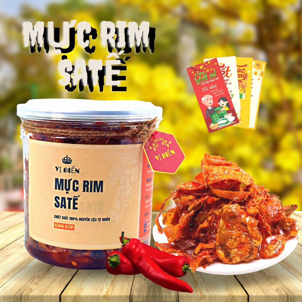 Mực Rim Sa Tế Vị Biển, Đồ Ăn Vặt Ngon Rẻ Hủ PET 200gr Thực Phẩm Ăn Liền