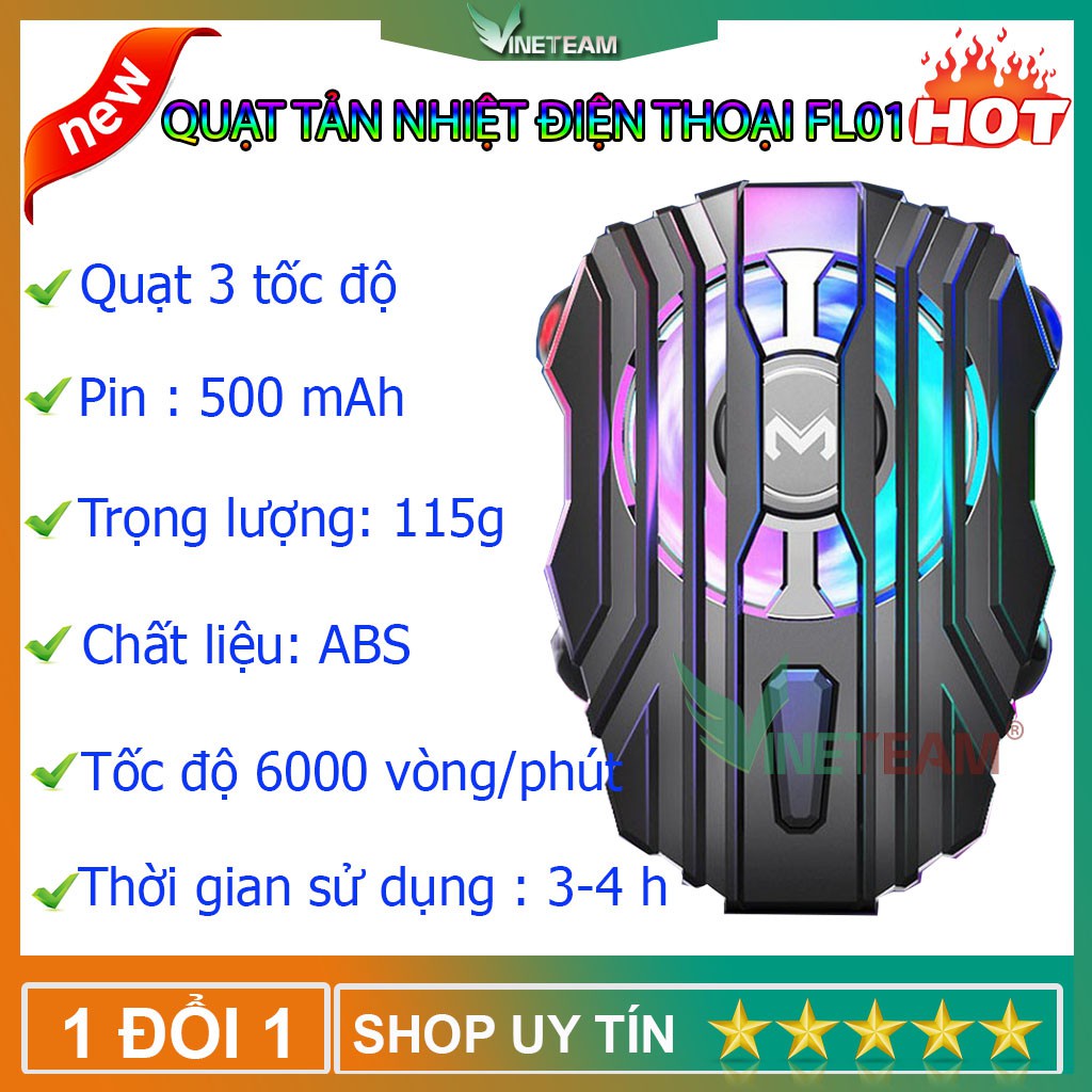 Bộ Quạt Tản Nhiệt Làm Mát Điện Thoại Memo FL01/AK03 - Giúp tản nhiệt khi chơi game Pubg, Free Fire, Liên Quân -dc4456