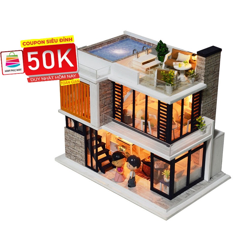 Nhà búp bê Florence có đèn Led tặng kèm dụng cụ lắp ráp