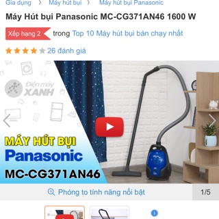 Máy hút bụi panasonic mc-cg371an46 1600 w
