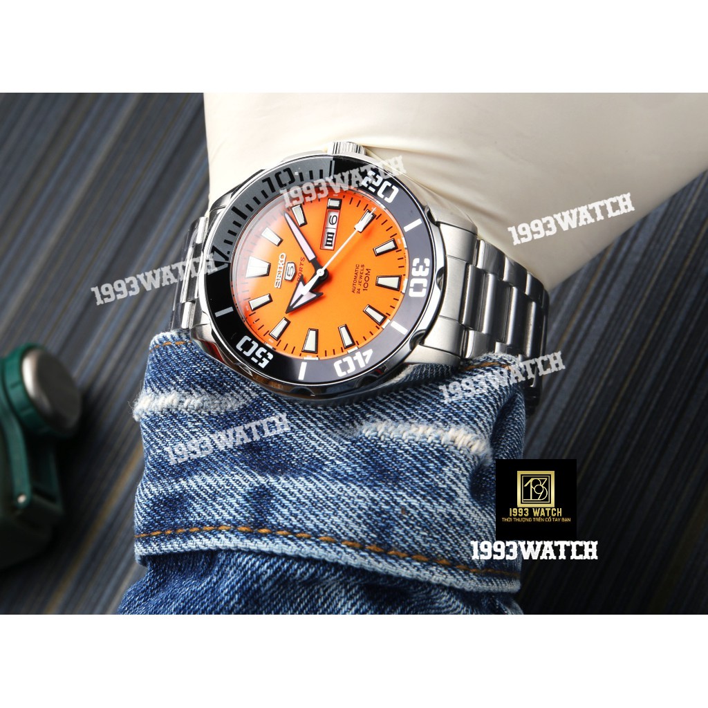 Đồng Hồ Nam Seiko 5 Sport Automatic SRPC55K1 Mặt Cam/Orange Dial - Dây Thép - 44mm