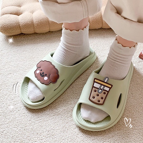 Dép gấu trà sữa 3 màu pastel có thông hơi siêu êm