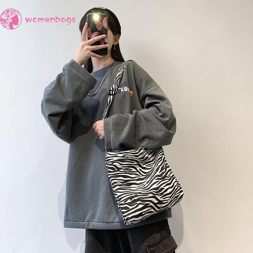 Túi xách đeo chéo vải canvas họa tiết da báo ngựa vằn thời trang | BigBuy360 - bigbuy360.vn