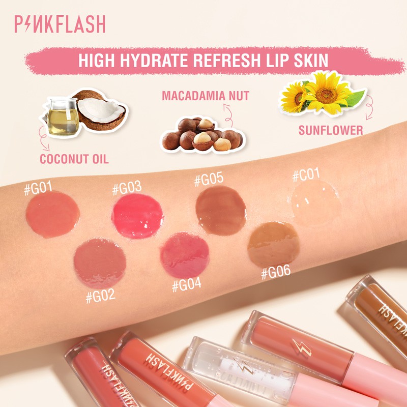 Pinkflash (Hàng Mới Về) Son Bóng Màu Sắc Tươi Sáng Không Gây Dị Ứng Môi