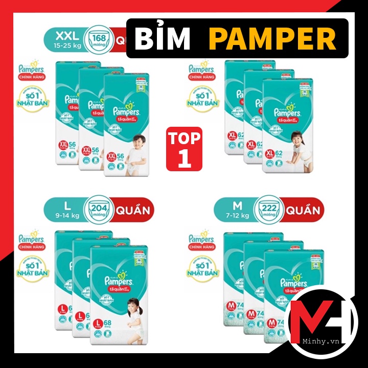 Bỉm Pampers - Tã Quần Pamper ❤ Quần Giữ Dáng ❤️ Mới Gói Cực Đại M74/L68/XL62/XXL56 - M60/L54/XL48/XXL44