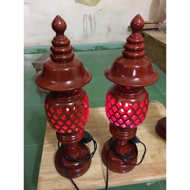 Đen gỗ thờ (1đôi)mỹ nghệ cao cấp có đèn led giá rẻ