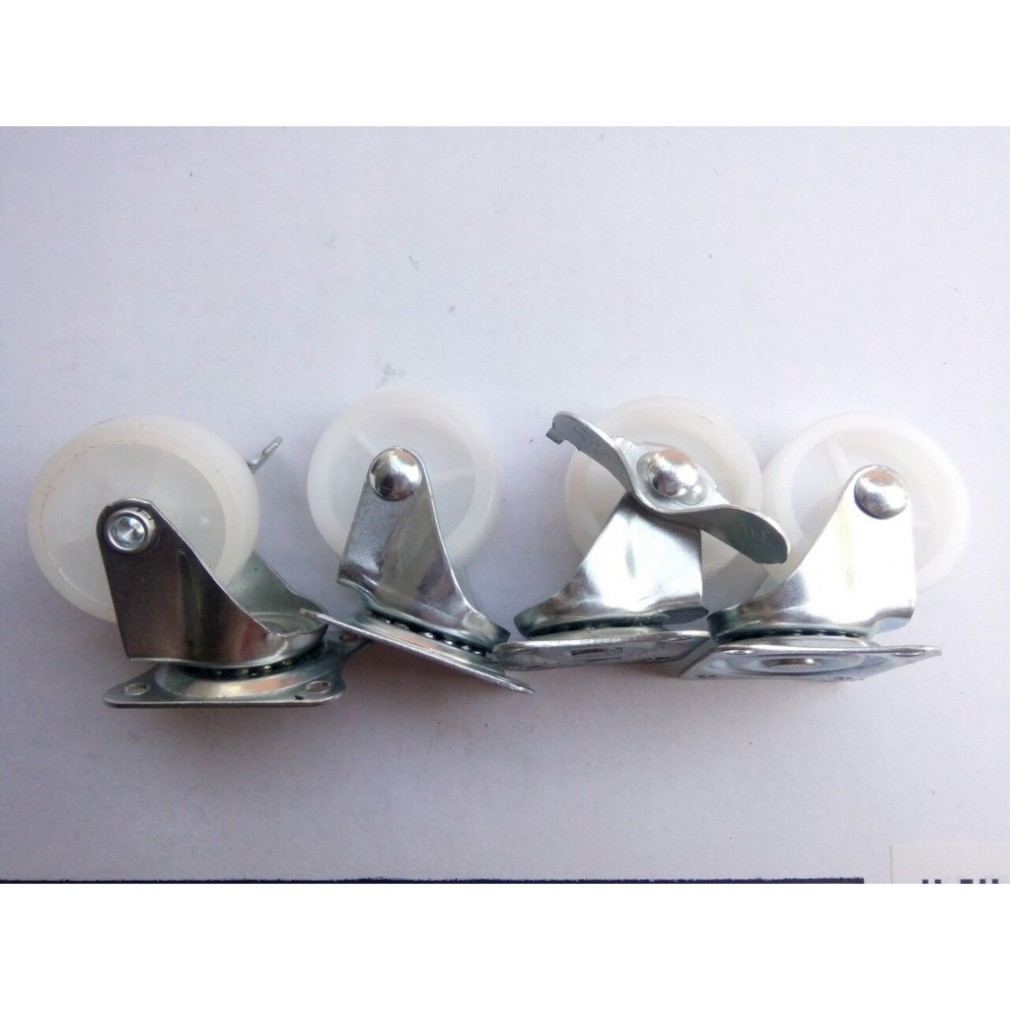 Bánh xe đẩy hàng, Bộ 4 bánh xe nhựa trắng 4cm XOAY 360°- Dùng để hỗ trợ vận chuyển rất hiệu quả