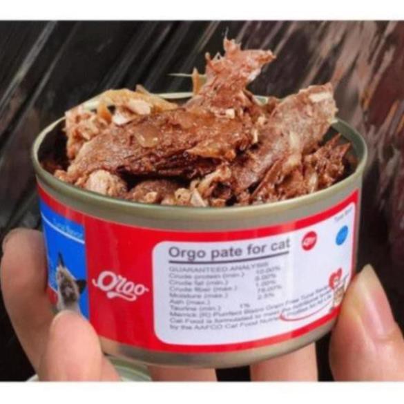 Pate Orgo Lon lớn 170gr tiết kiệm Pate cho mèo Thức ăn ướt dạng mảnh đóng hộp cho mèo thức ăn mèo dạng sốt