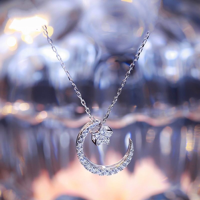 Dây Chuyền Mạ Bạc Mặt Hình Mặt Trăng Cho Nữ