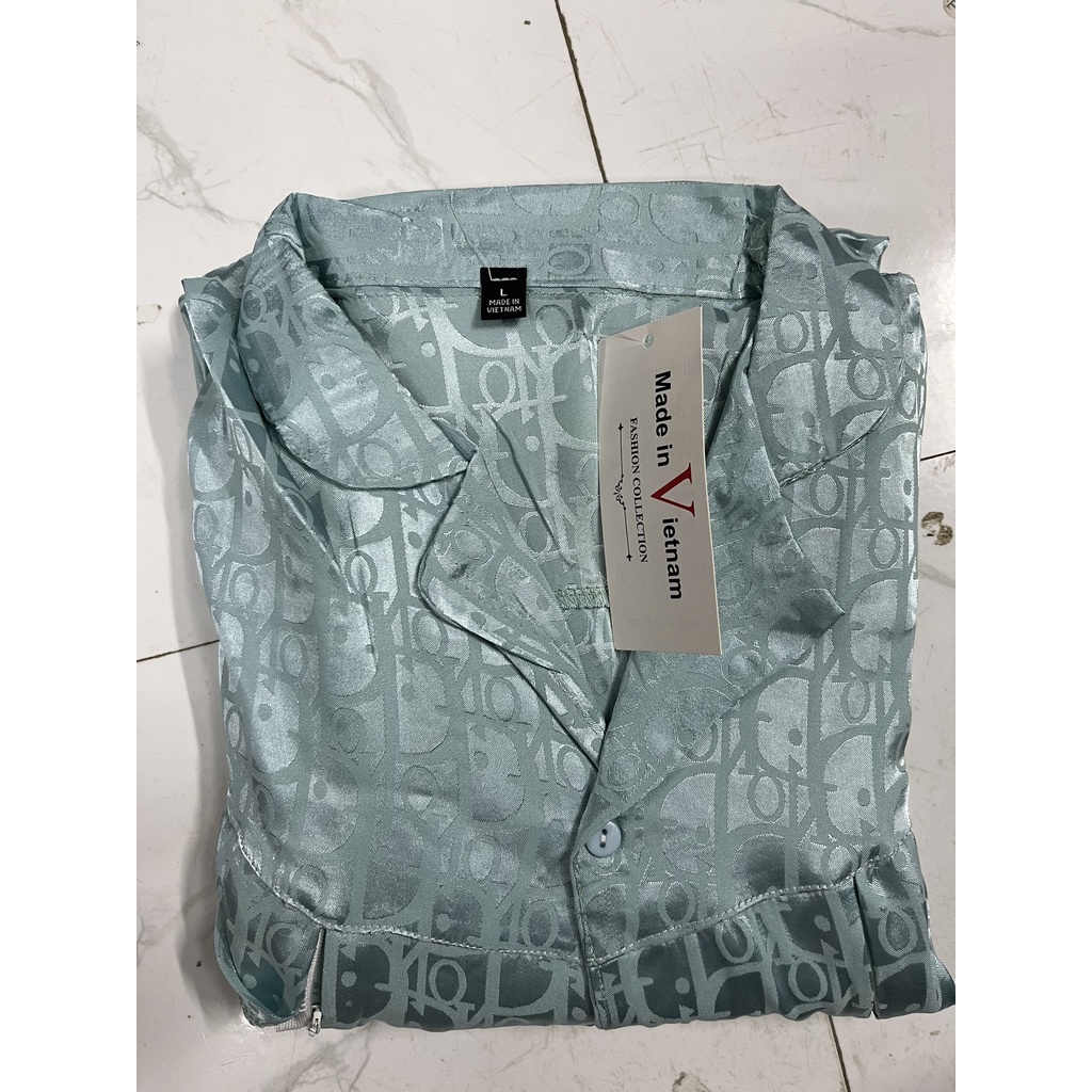 Bộ Bầu Pijama và Sau Sinh lụa gấm mặc 2 chức năng có khóa cho con bú BD933