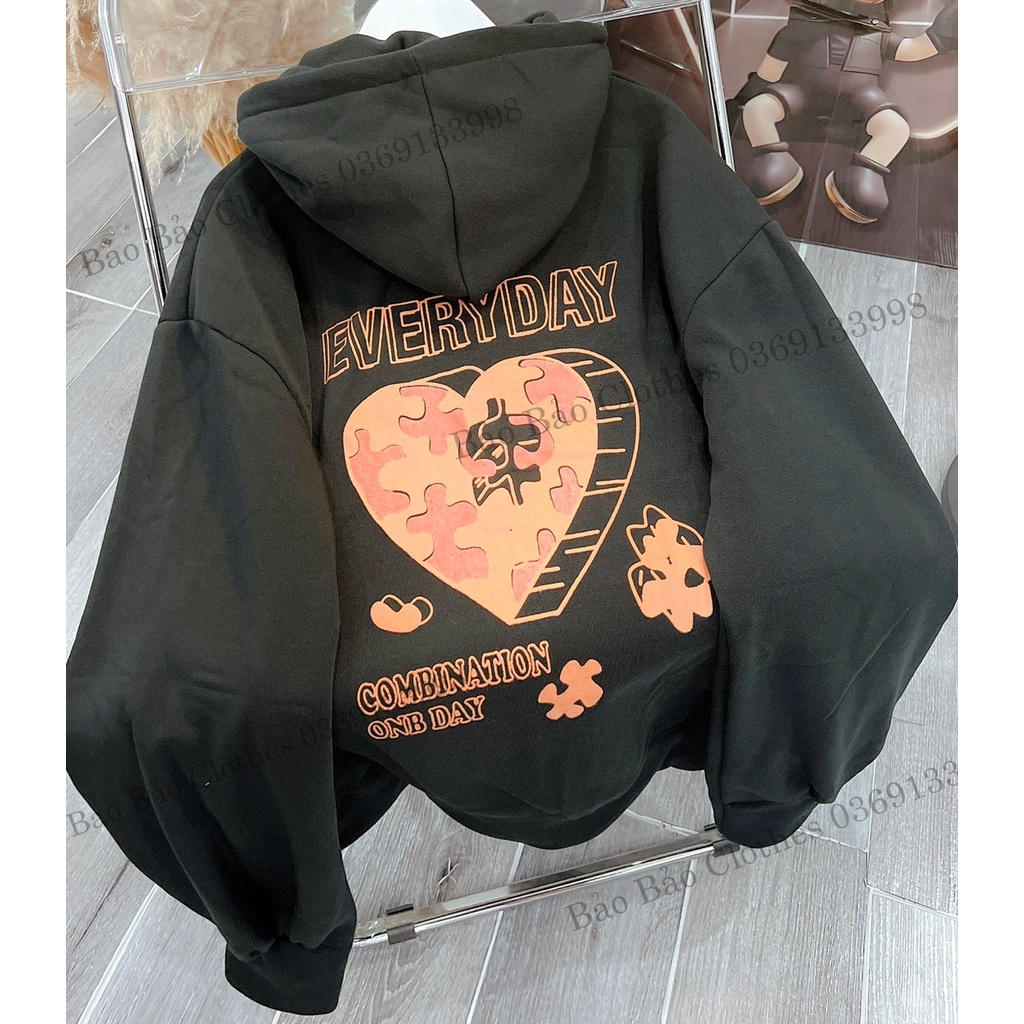 Khoác Nỉ Hoodie Mũ 2 Lớp Nam Nữ Dáng Rộng Hình Tim Form To Unisex Hot Trend