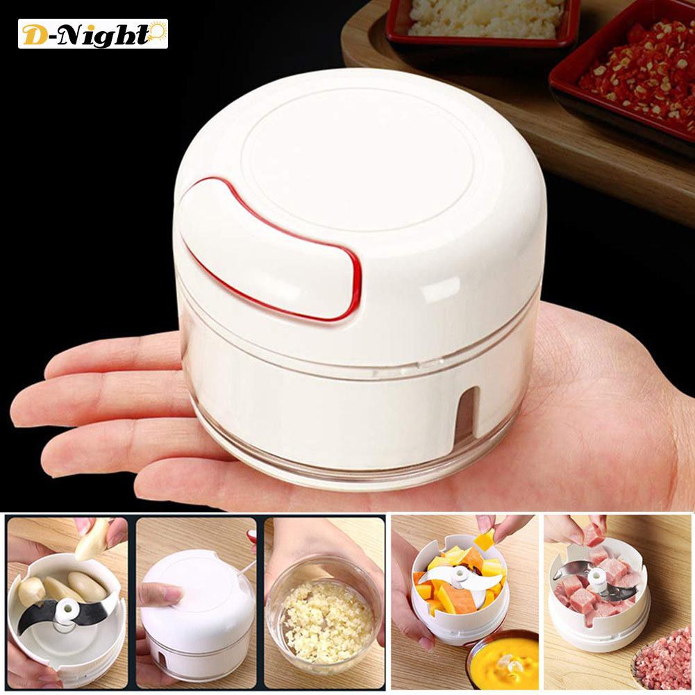 Dụng cụ xay nghiền tỏi ớt mini food choper (Trắng tròn) kéo dây