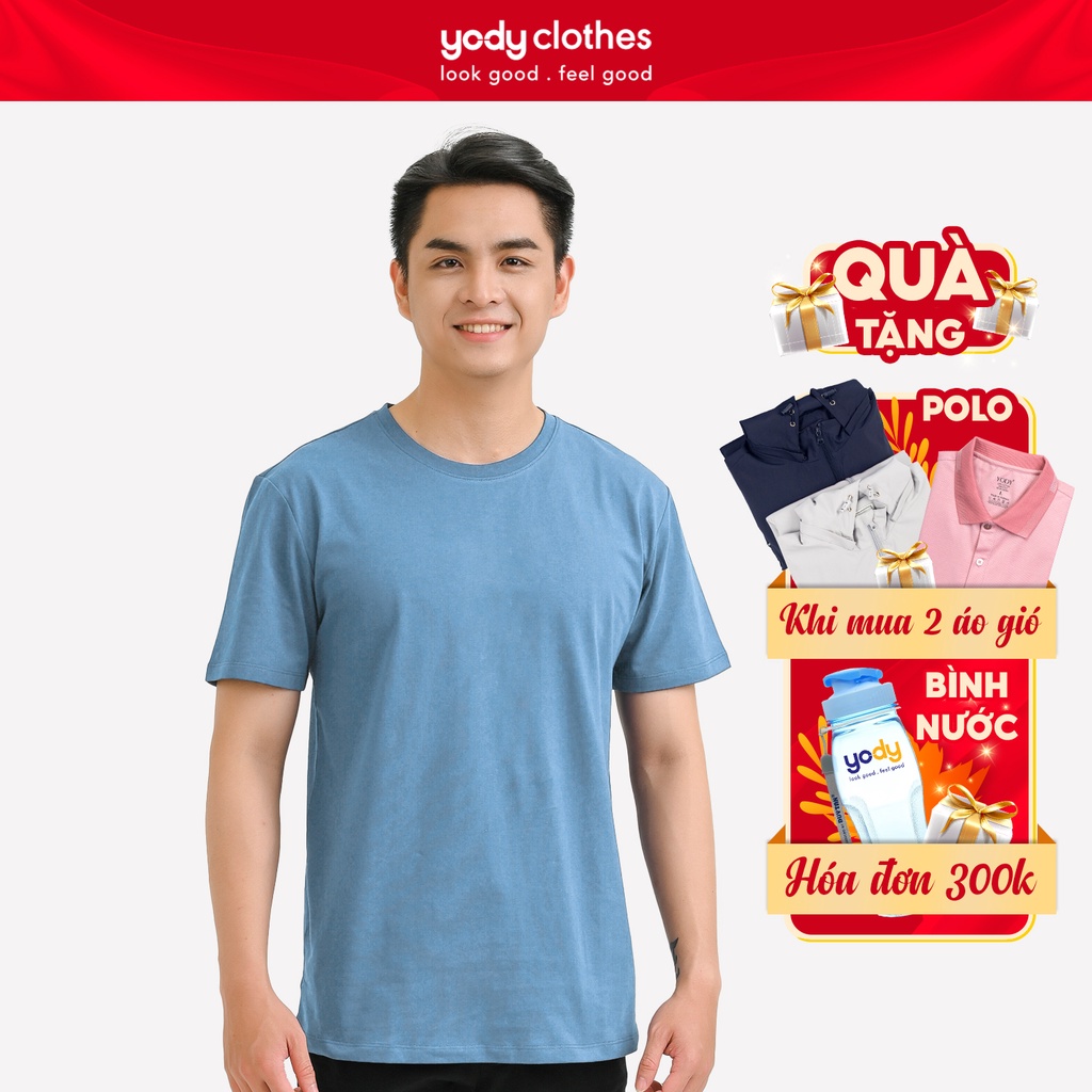Áo thun nam YODY trơn màu tay ngắn cổ tròn vải cottton mát mẻ, có áo đôi nam nữ TSM5289