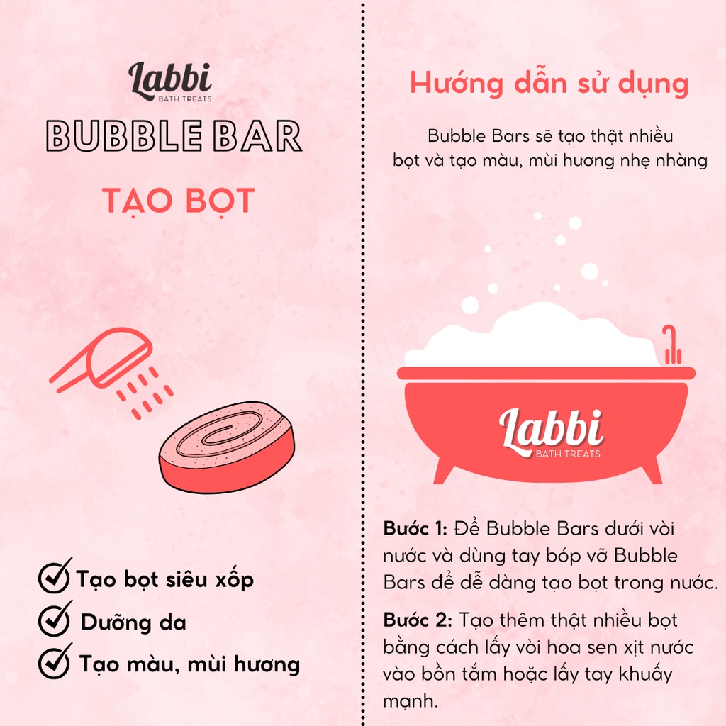 Bánh siêu tạo bọt bồn tắm RED CHERRY [Labbi] Bubble Bar