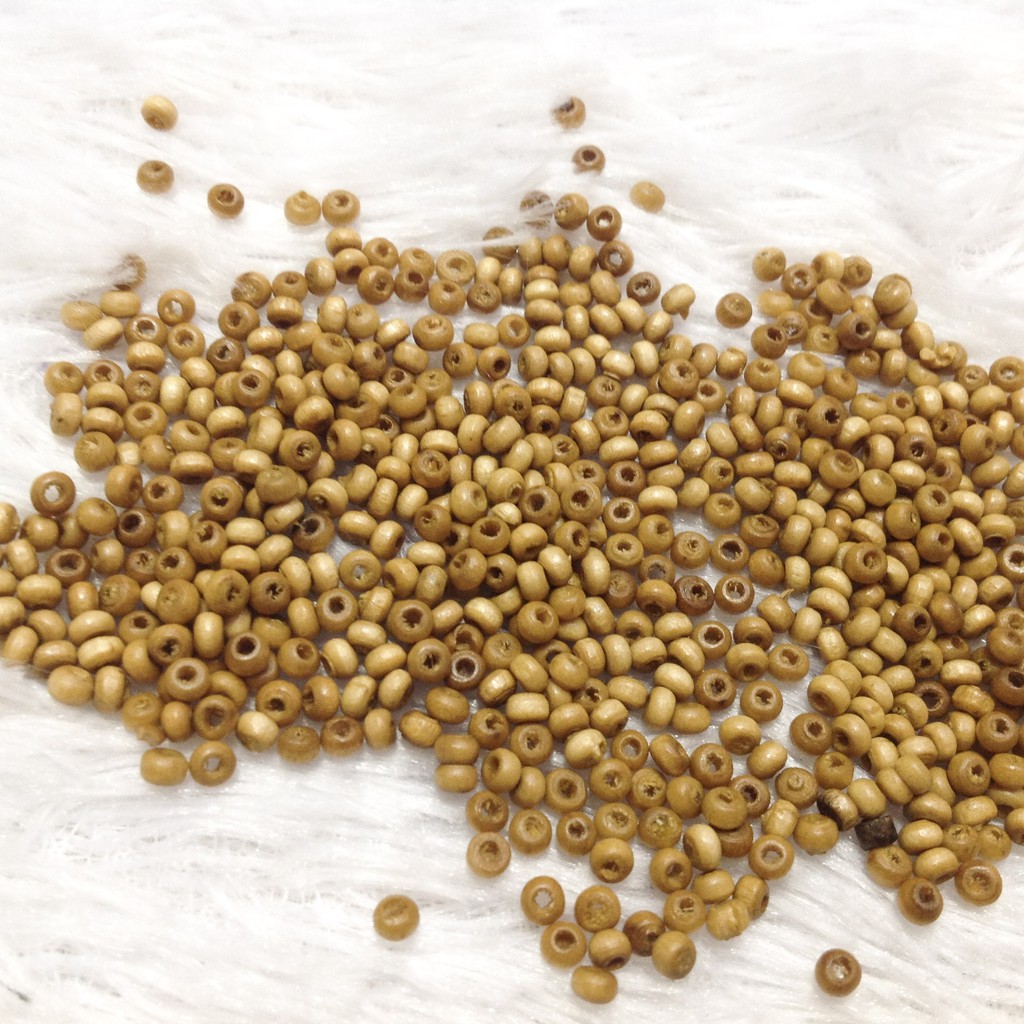 300 cườm gỗ 3.8mm hạt xỏ vòng trang trí thủ công handmade