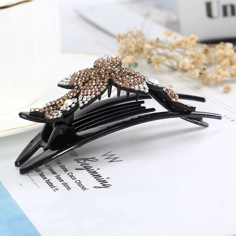 Kẹp tóc họa tiết hoa đính đá thời trang cho nữ