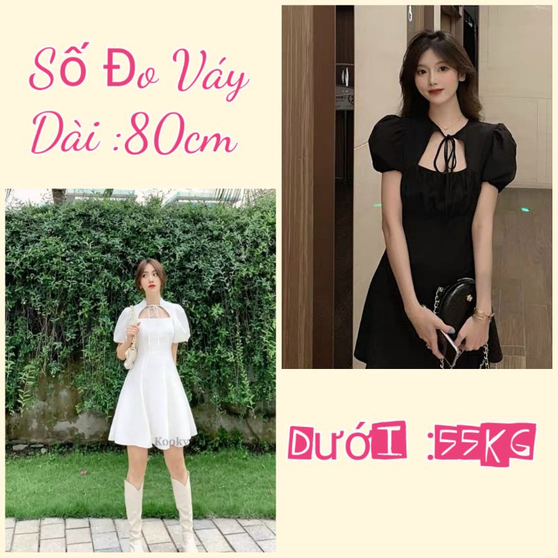 ( Hàng có sẵn )Váy khoét ngực tay bồng sexy ôm body quyến rũ đầm ngắn thắt nơ nhúm ngực điệu đà chữ A tiểu thư công chúa | WebRaoVat - webraovat.net.vn