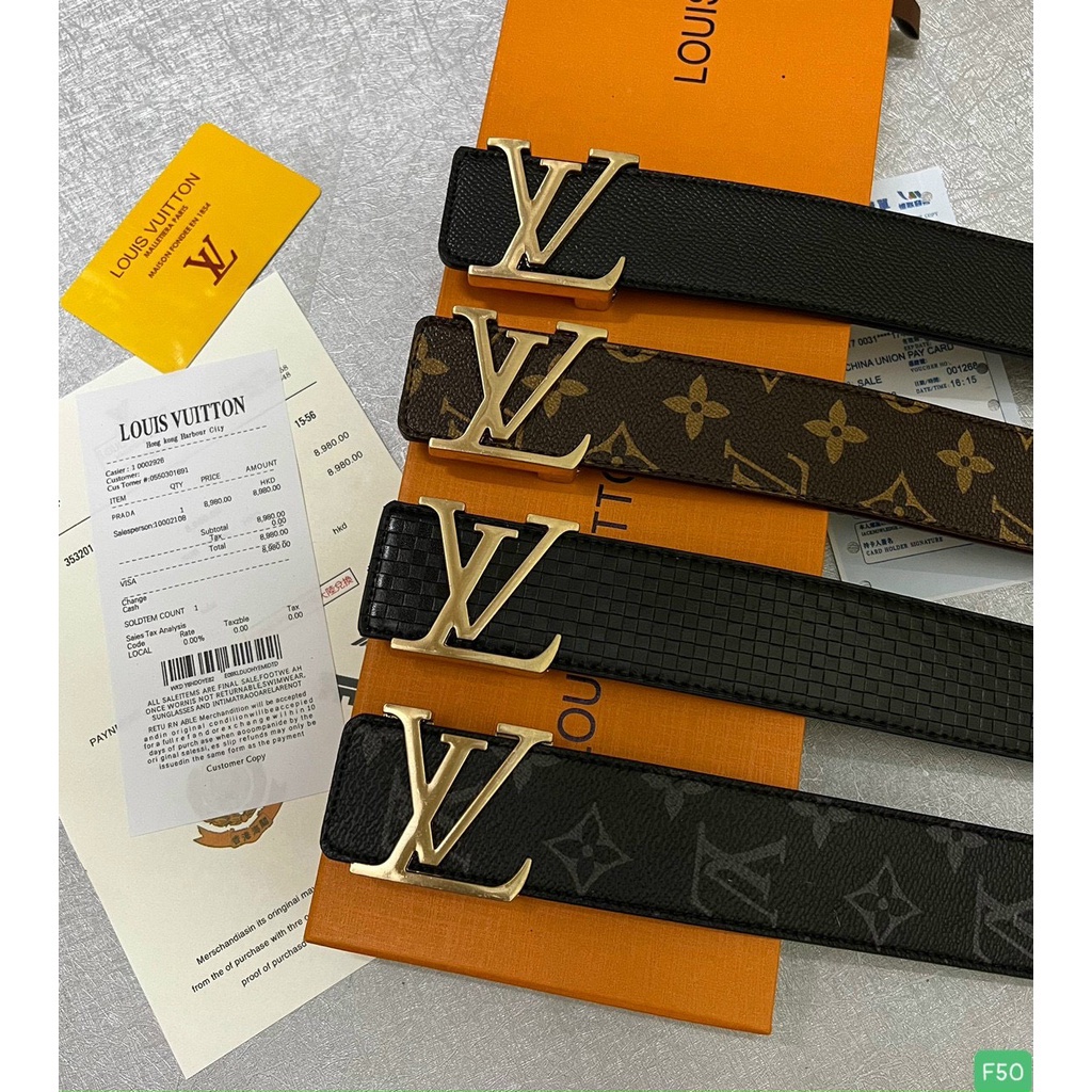 Set 2 Thắt Lưng Nam Ngẫu Nhiên LV Cao Cấp Chất Da PU Mềm Dẻo Dây Nịt In Họa Tiết Kiểu Dáng Trẻ Trung