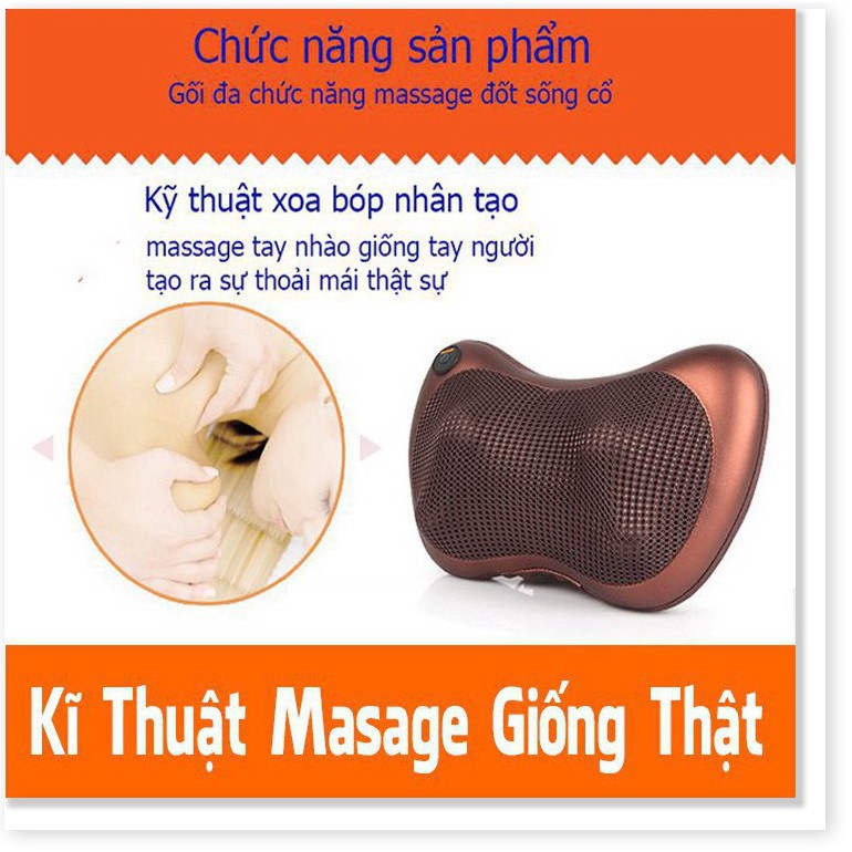 Gối massage hồng ngoại 8bi mát xa cổ vai gáy đa năng cao cấp tự động đảo chiều
