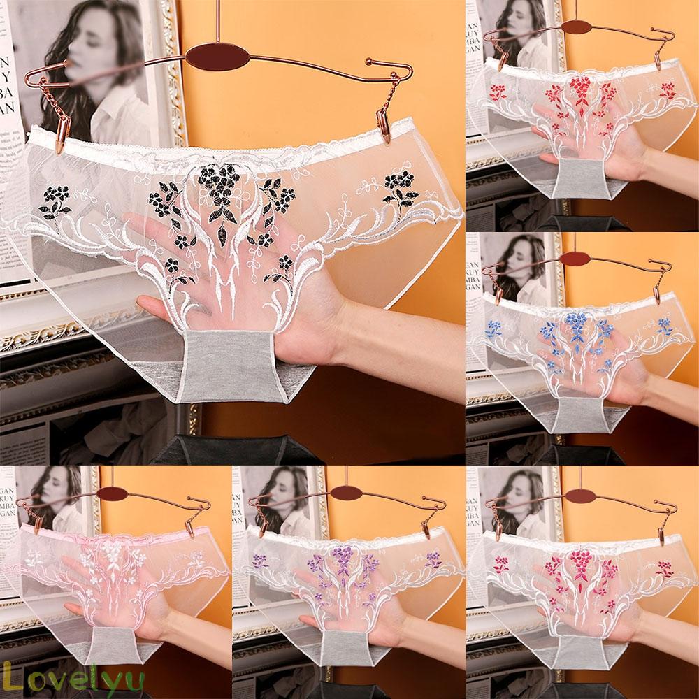 Women Briefs M-XL Polyamide Seamless Comfortable Embroidered Lace Trimmed