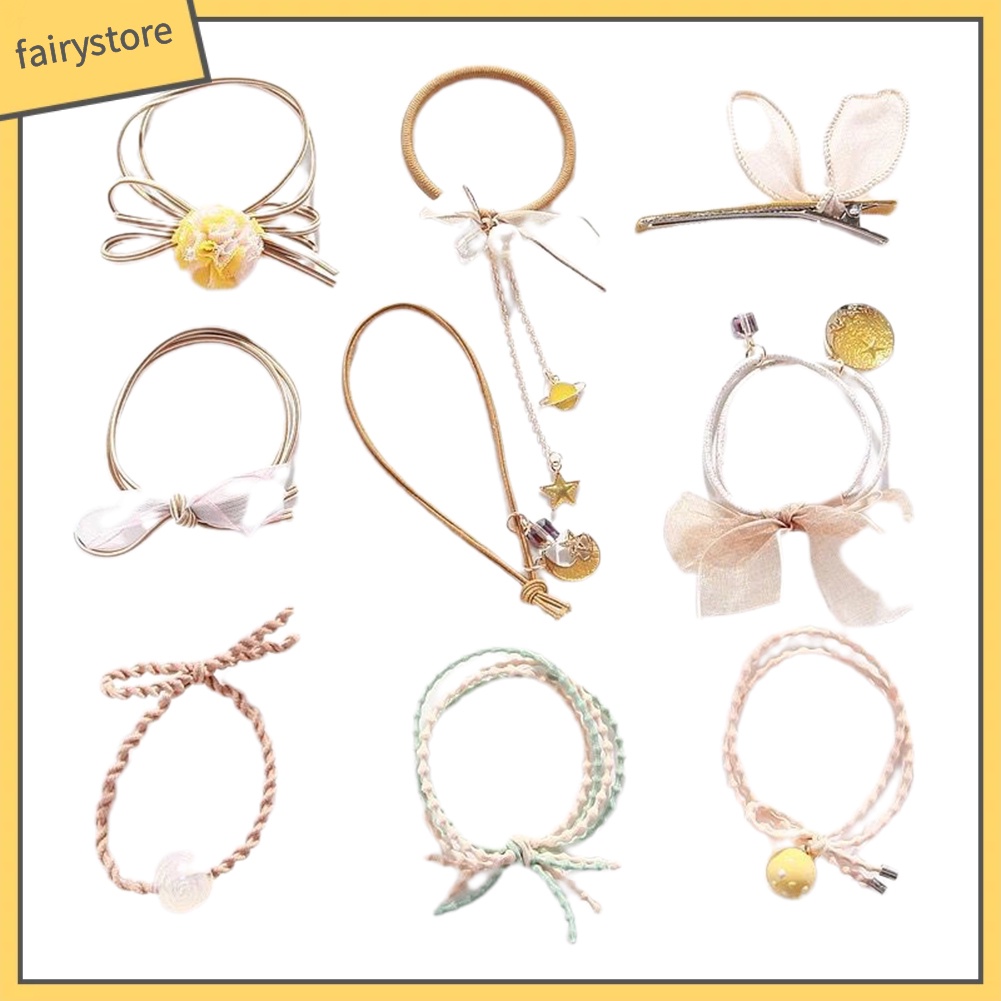 Set 9 Dây Cột Tóc Nhiều Kiểu Xinh Xắn Dễ Thương Cho Nữ