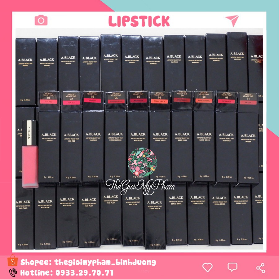 Son Kem A.Black Artistic Velvet Tint Siêu Lì Mịn | BigBuy360 - bigbuy360.vn
