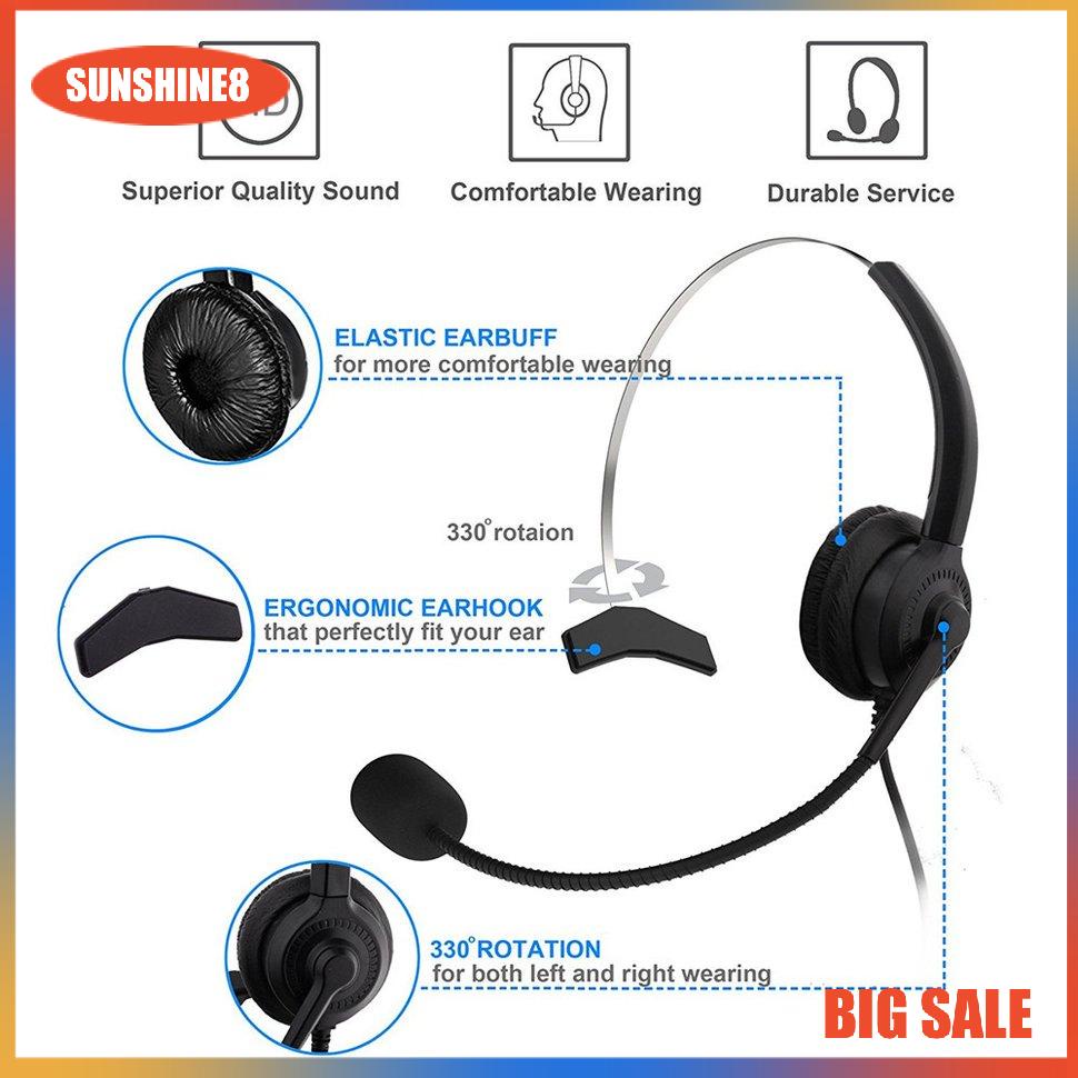 【SUN】Crystal Headphone Call Centre Noise Headset With Microphone Headset Call