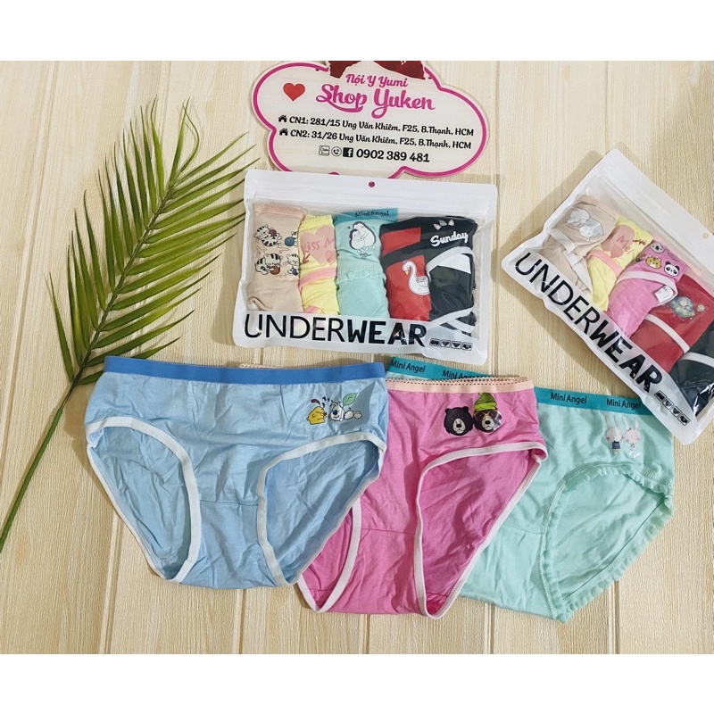 Combo 5 Quần Lót Nữ . Quần Lót Học sinh sinh viên . Chất Liệu Cotton thoáng và thấm hút tốt size 35-65kg.