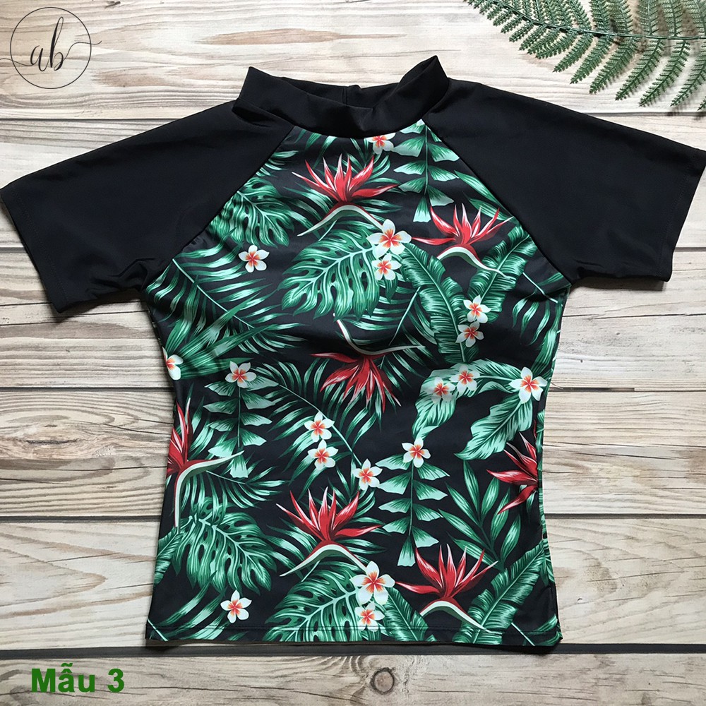 Áo bơi nữ lẻ ngắn tay, áo bơi croptop, áo tập, Mẫu 1-6 (Freesize 40 - 60kg) | BigBuy360 - bigbuy360.vn