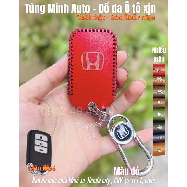 Bao da chìa khoá Honda City, CIVIC, ACCORD, CRV bản L  bọc chìa khoá da thật handmade , xịn xò