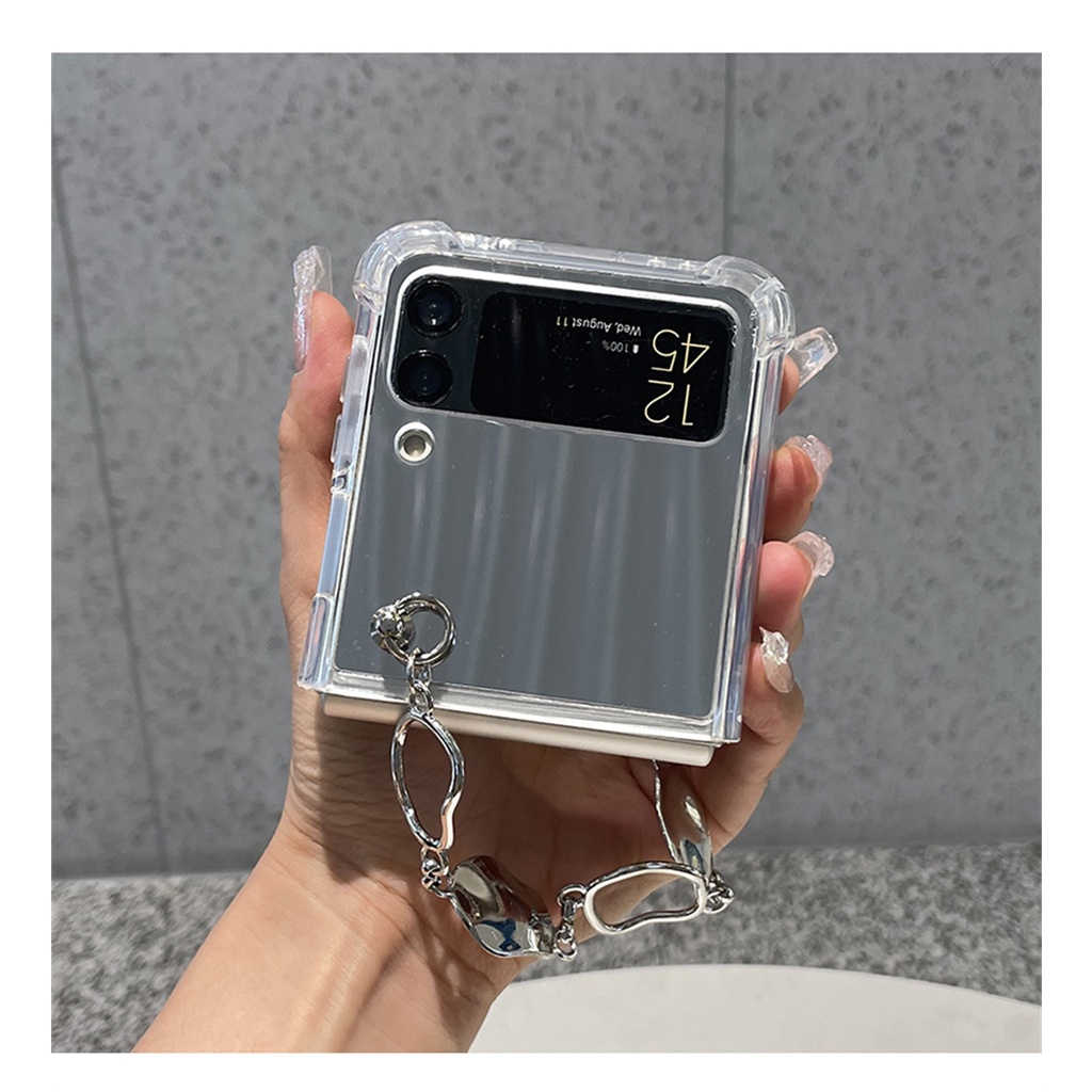 Ốp Điện Thoại Nắp Gập Tráng Gương Có Vòng Đeo Tay Cho Samsung Galaxy Z Flip 3 5G Z Flip 4 1 / 2 Z Flip3 ZFlip3 ZFlip 3 Z Flip4 ZFlip 4