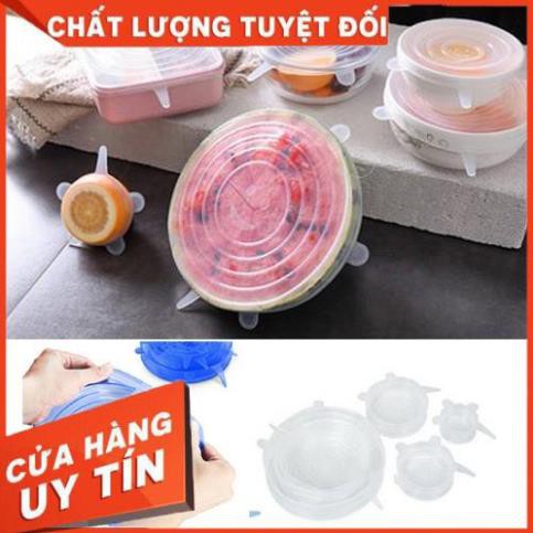 [Combo 6 cái loại đẹp] Bộ nắp đậy thức ăn sillicon chịu nhiệt tốt, bộ màng bọc thực phẩm silicon