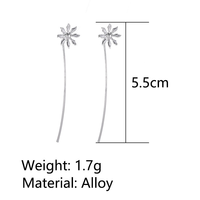 Khuyên tai dáng dài mặt hình hoa sang trọng đơn giản cho nữ