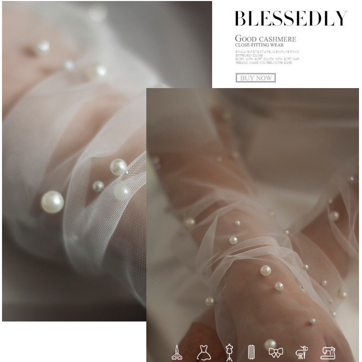 [Aishang Trang Sức Đẹp] Găng Tay Cô Dâu Màu Trắng Đính Ngọc Trai Găng Tay Gạc Dáng Ngắn Dùng Khi Chụp Ảnh Du