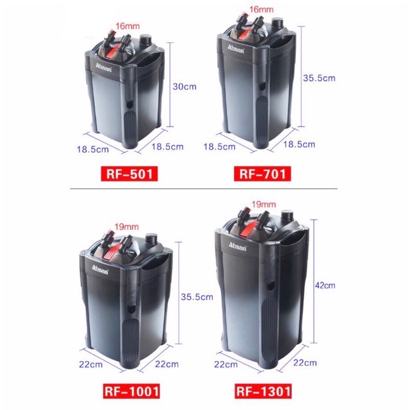 Lọc Thùng Atman RF501 | RF701 | RF1001 | RF1301 - lọc thùng atman RF 501 - RF 701 - RF 1001 - RF 1301 thế hệ mới