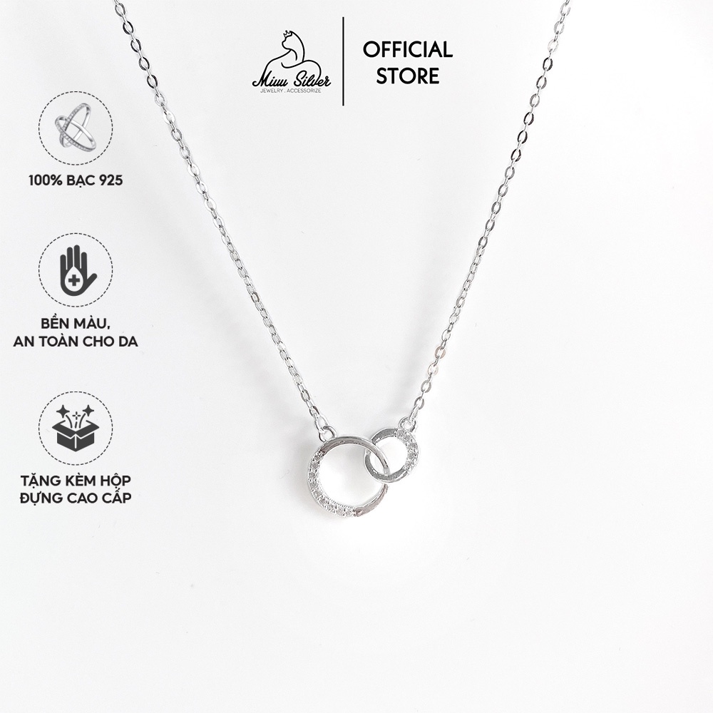 Dây chuyền bạc 2 vòng tròn đính đá, vòng cổ nữ Miuu Silver Double Circle Necklace