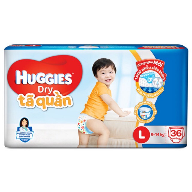 Tã Quần Huggies Dry Size L 36 Miếng Trẻ 9-14kg