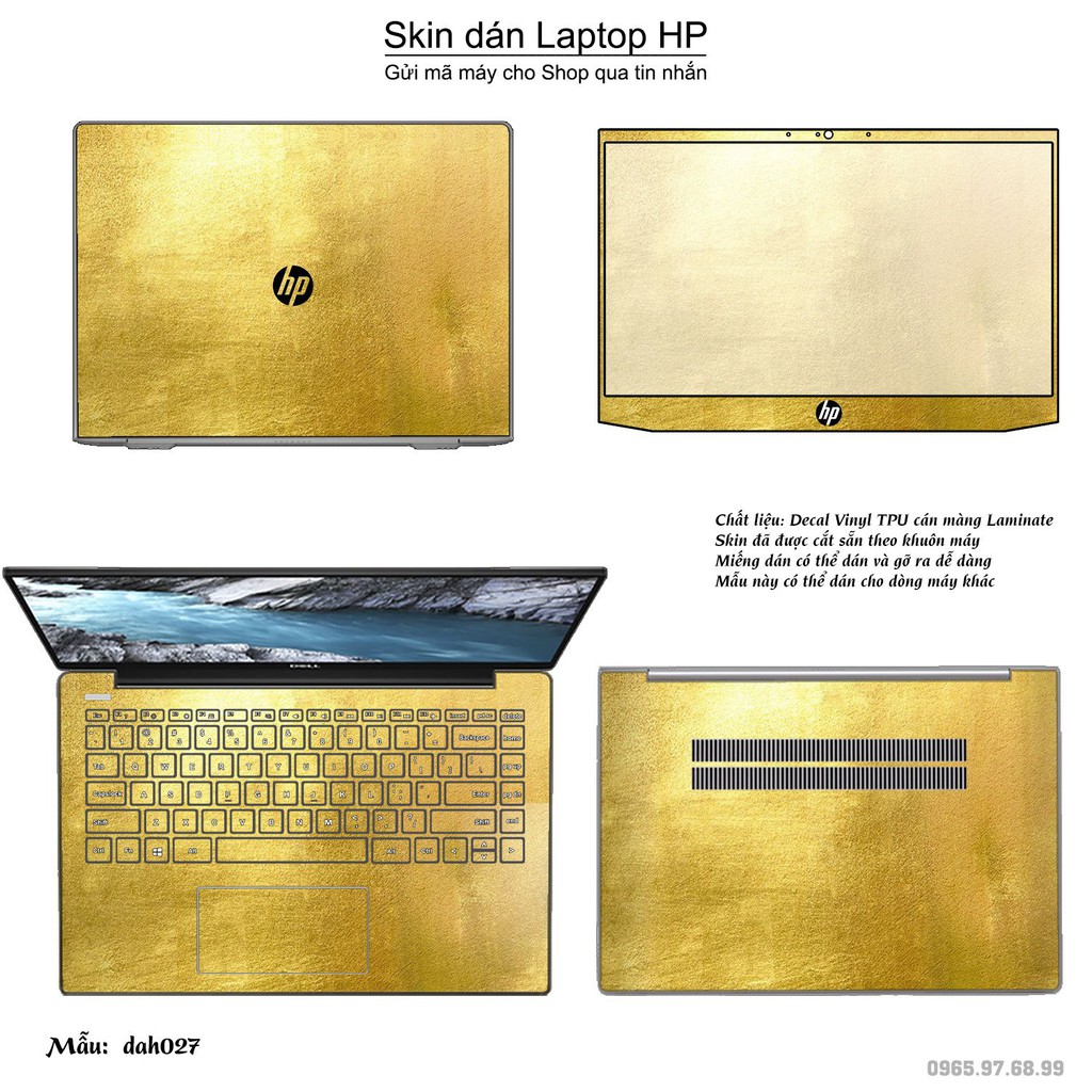 Skin dán Laptop HP in hình vân vàng (inbox mã máy cho Shop)