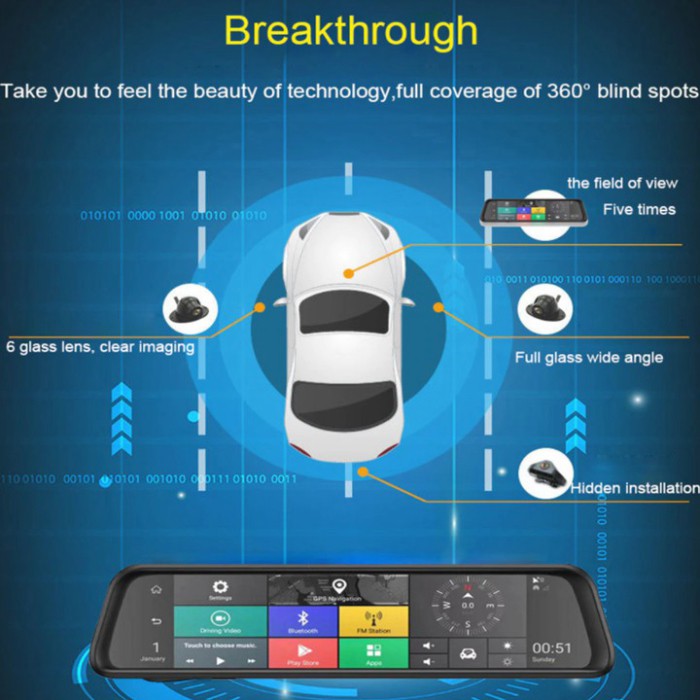 Camera hành trình 360 độ gắn gương ô tô, thương hiệu cao cấp Whexune K960 - Ram: 2GB, Rom: 32GB - Android: 5.1 4G | BigBuy360 - bigbuy360.vn