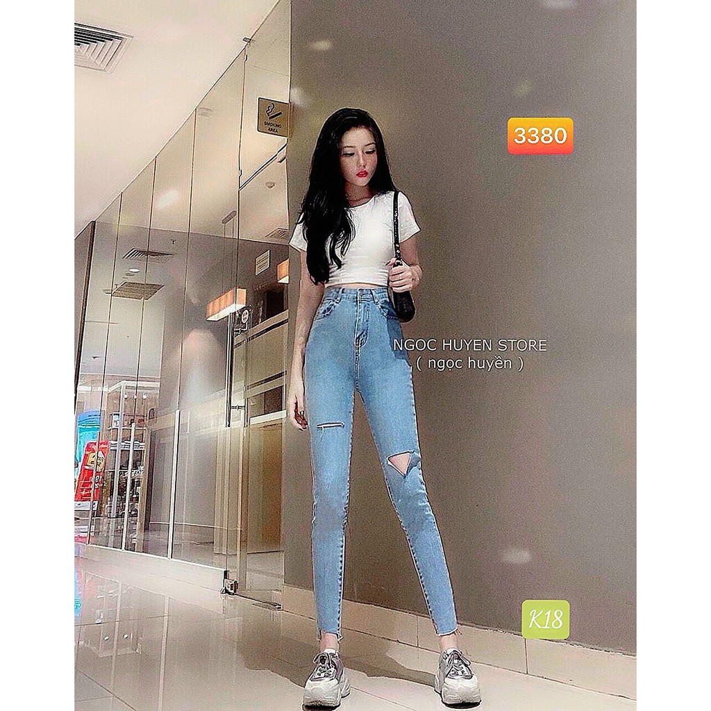 Quần jeans ôm rách gối Q01