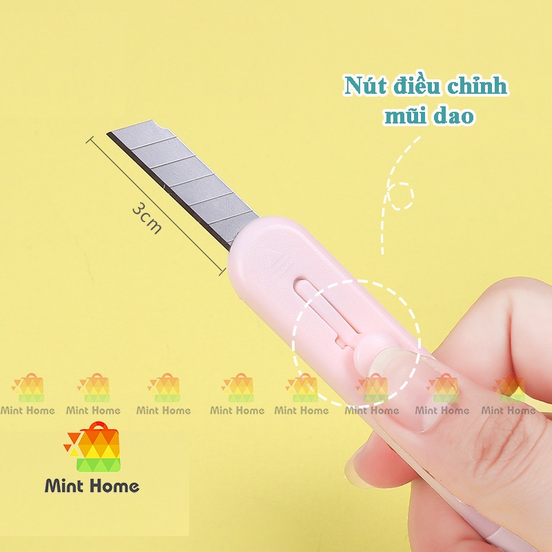 Dao cắt rọc giấy mini bỏ túi họa tiết hình dạng móng chân mèo cute xinh xắn lưỡi inox dùng cho văn phòng