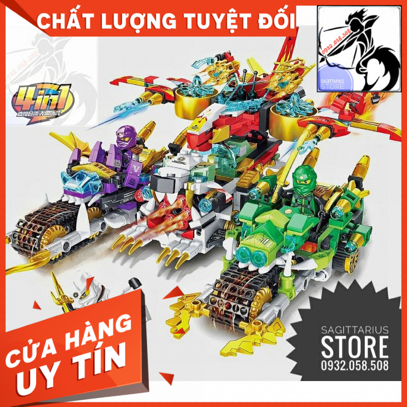 Bộ Combo 4 Hộp Lego HEIMA 7058 Lắp Ráp Chiến Xa Ninjago Kết Hợp Từ 4 Phương Tiện ( 809+ Mảnh - đủ 4 hộp )