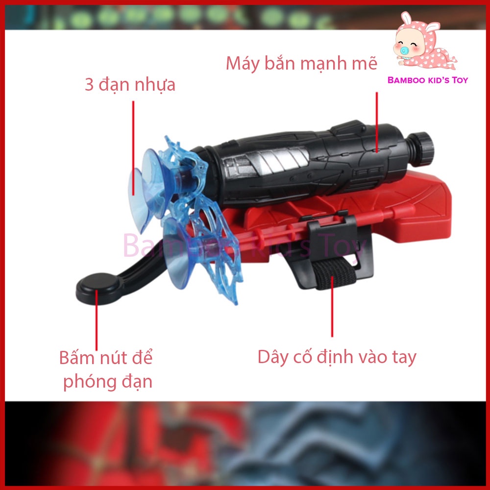Bộ Đồ chơi bắn phi tiêu hít + Găng tay người nhện cho bé đồ chơi Siêu Anh Hùng