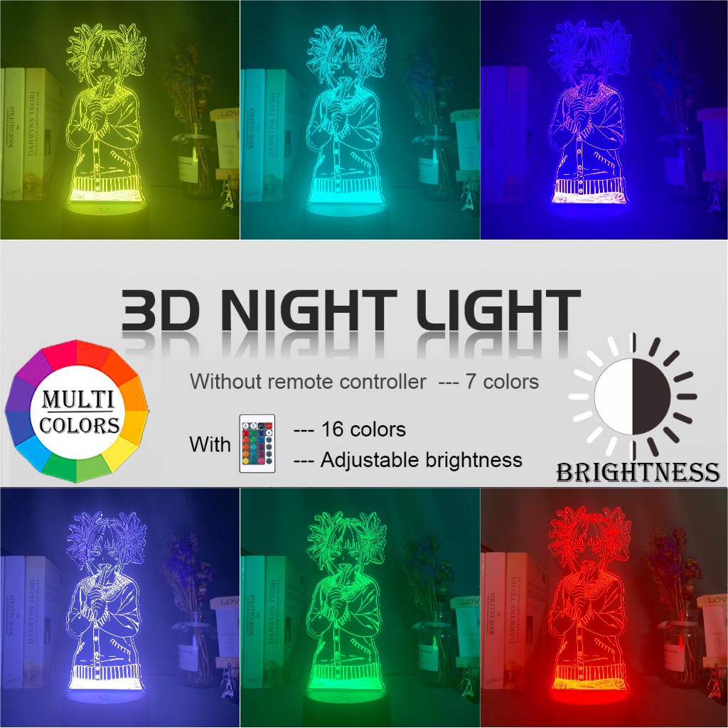 Led Night Light Anime My Hero Academia Toga Himiko Figure Gift Nightlight for Kids Bedroom Decoration Light Bedside Table Lamp